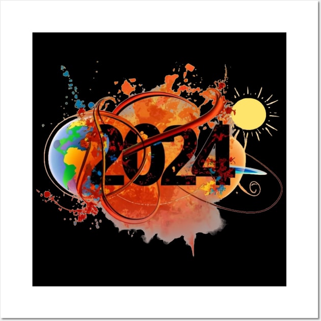 Hello 2024 Happy New Year Wall Art by JSJ Art